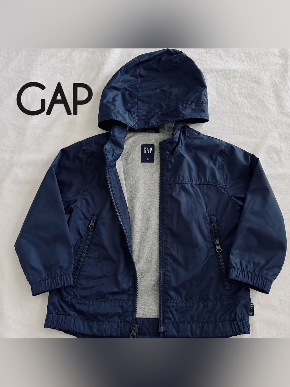 Baby Gap Navy Hooded Jacket Full Zip jacket 12-18
Months